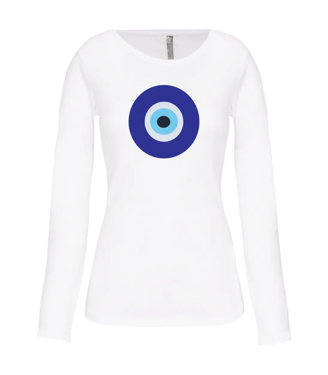 T-shirt_dona_manica_lunga_bianco_occhio_di_allah_o_occhio_greco