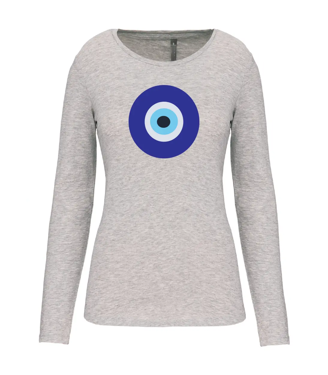 T-shirt_dona_manica_lunga_grigio_melange_occhio_di_allah_o_occhio_greco