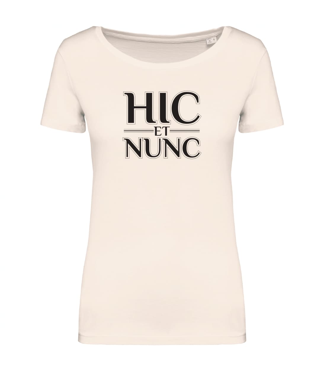T-shirt_donna_manica_corta_avorio_Hic_et_nunc