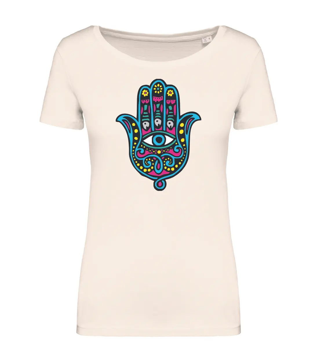 T-shirt_donna_manica_corta_avorio_mano_di_fatima