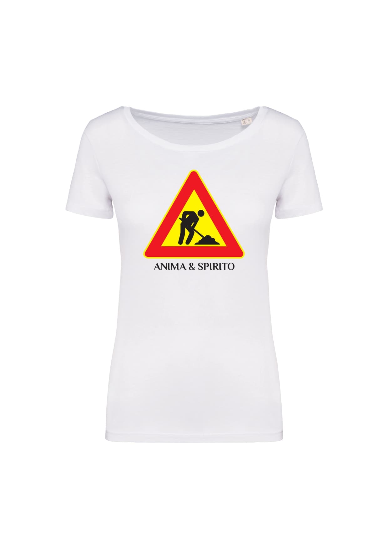 T-shirt_donna_manica_corta_bianco_Cartello_stradale_Anima_e_spirito