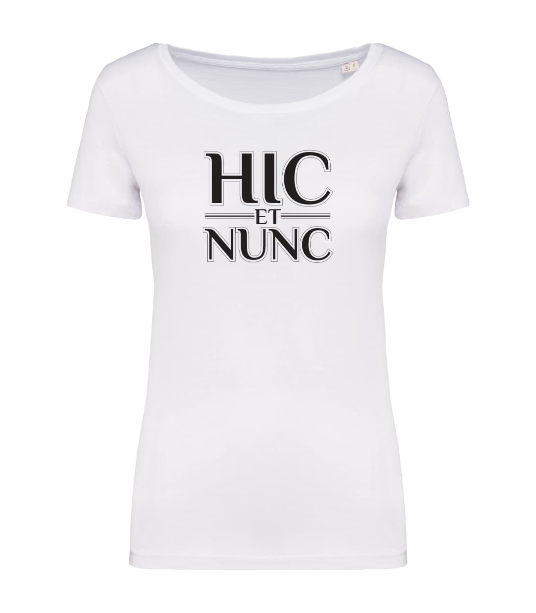 T-shirt_donna_manica_corta_bianco_Hic_et_nunc