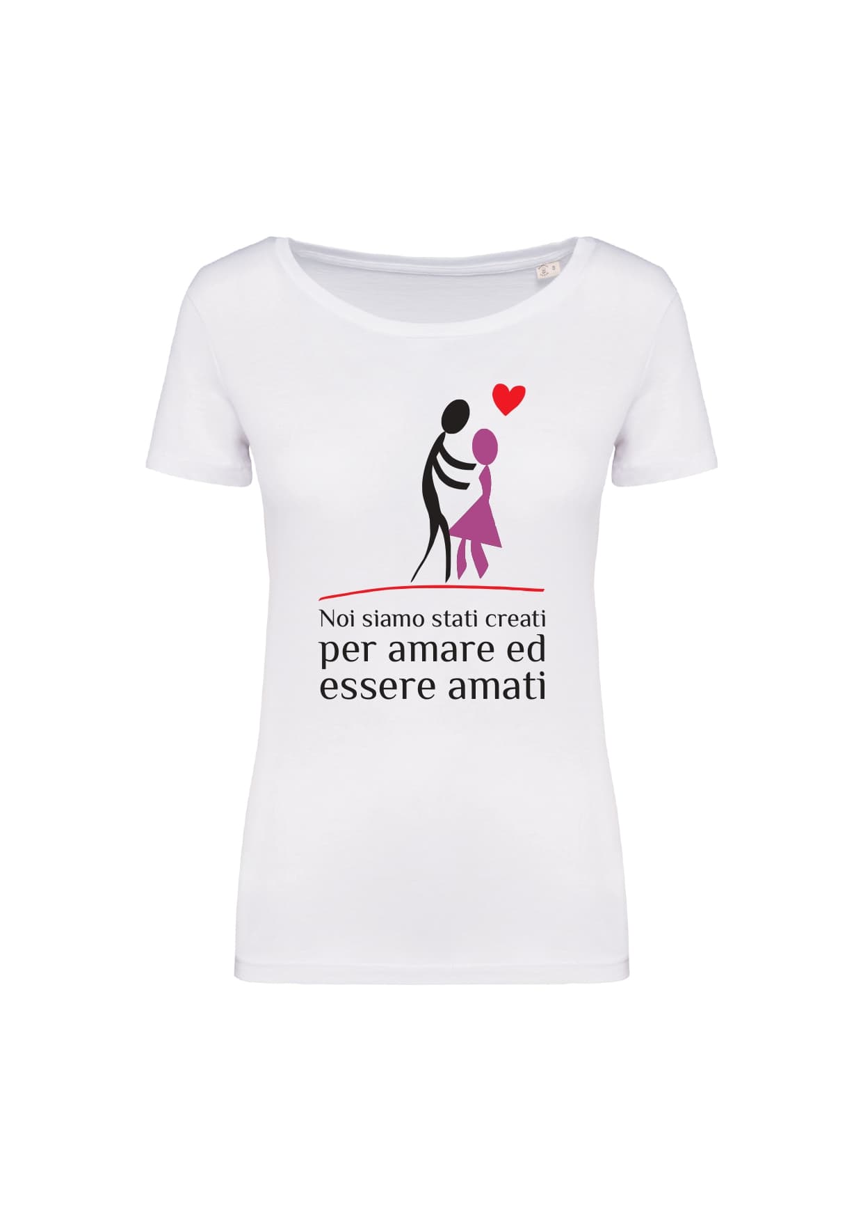 T-shirt_donna_manica_corta_bianco_Noi_siamo_stati_creati_per_amare_ed_essere_amati