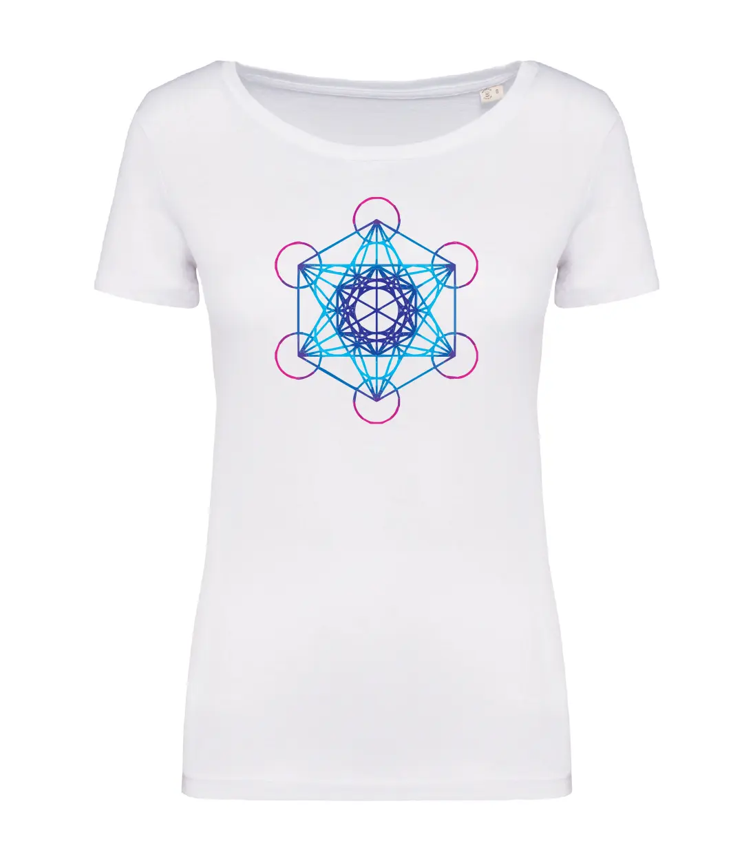 T-shirt_donna_manica_corta_bianco_cubo_di_metatron