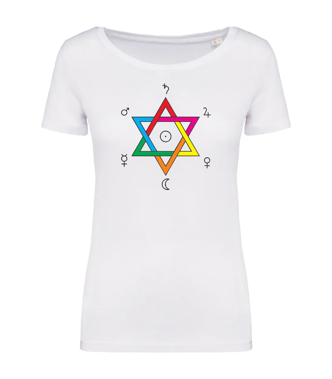 T-shirt_donna_manica_corta_bianco_pentacolo_con_i_5_elementi
