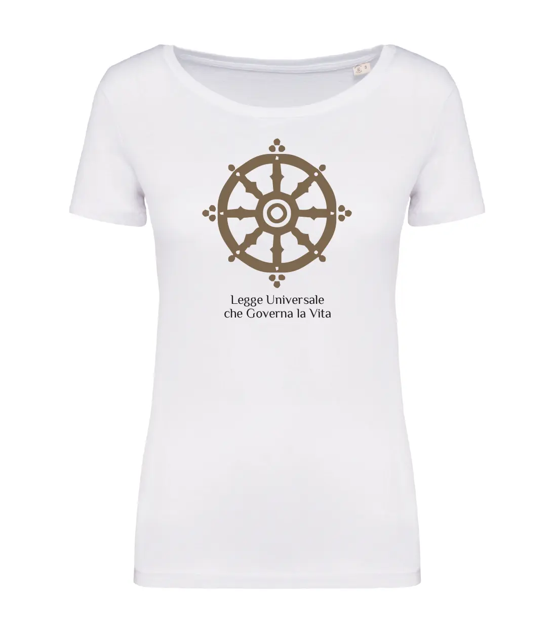 T-shirt_donna_manica_corta_bianco_ruota_del_dharma