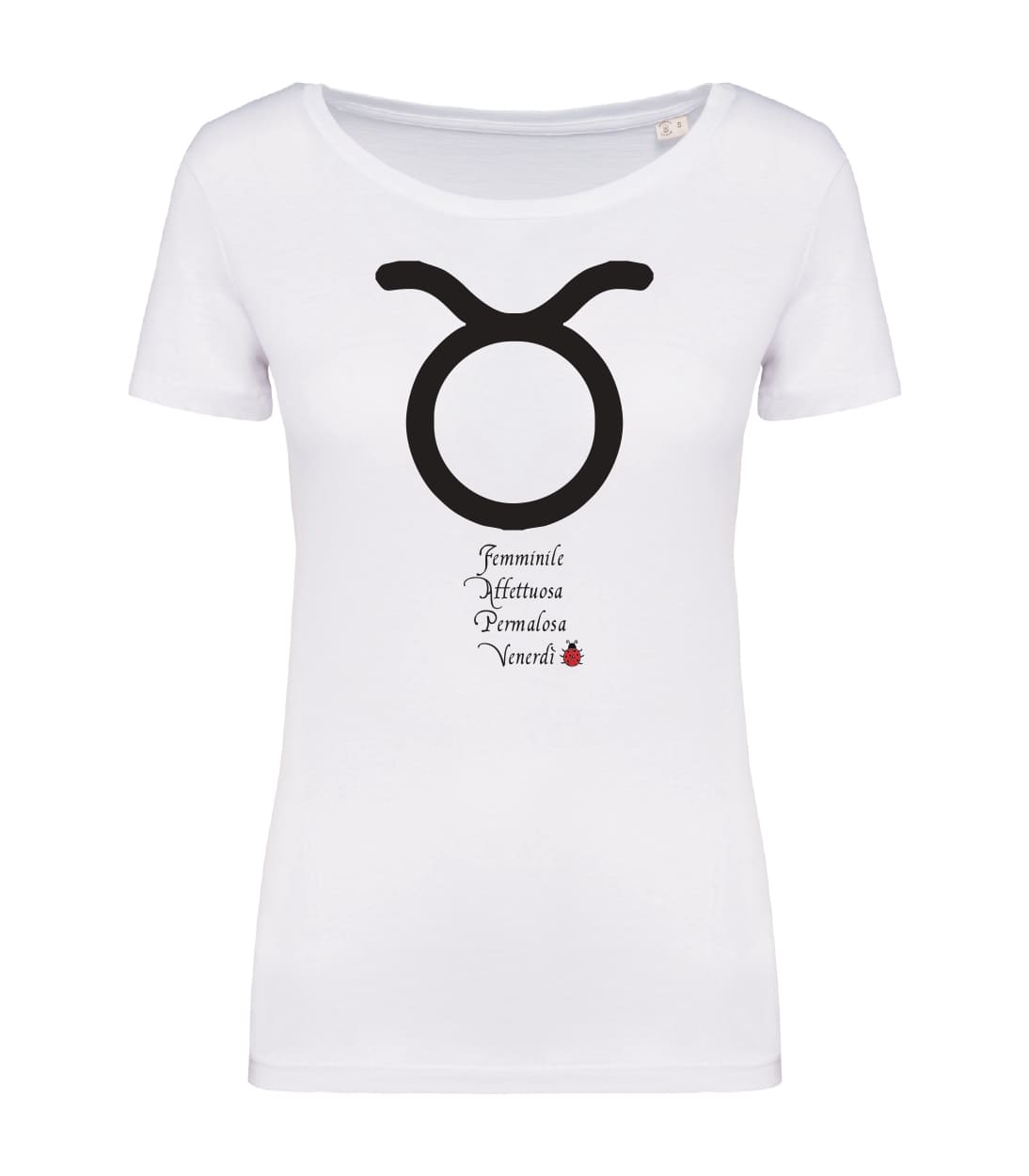 T-shirt_donna_manica_corta_bianco_segno_zodiacale_toro_caratteristiche