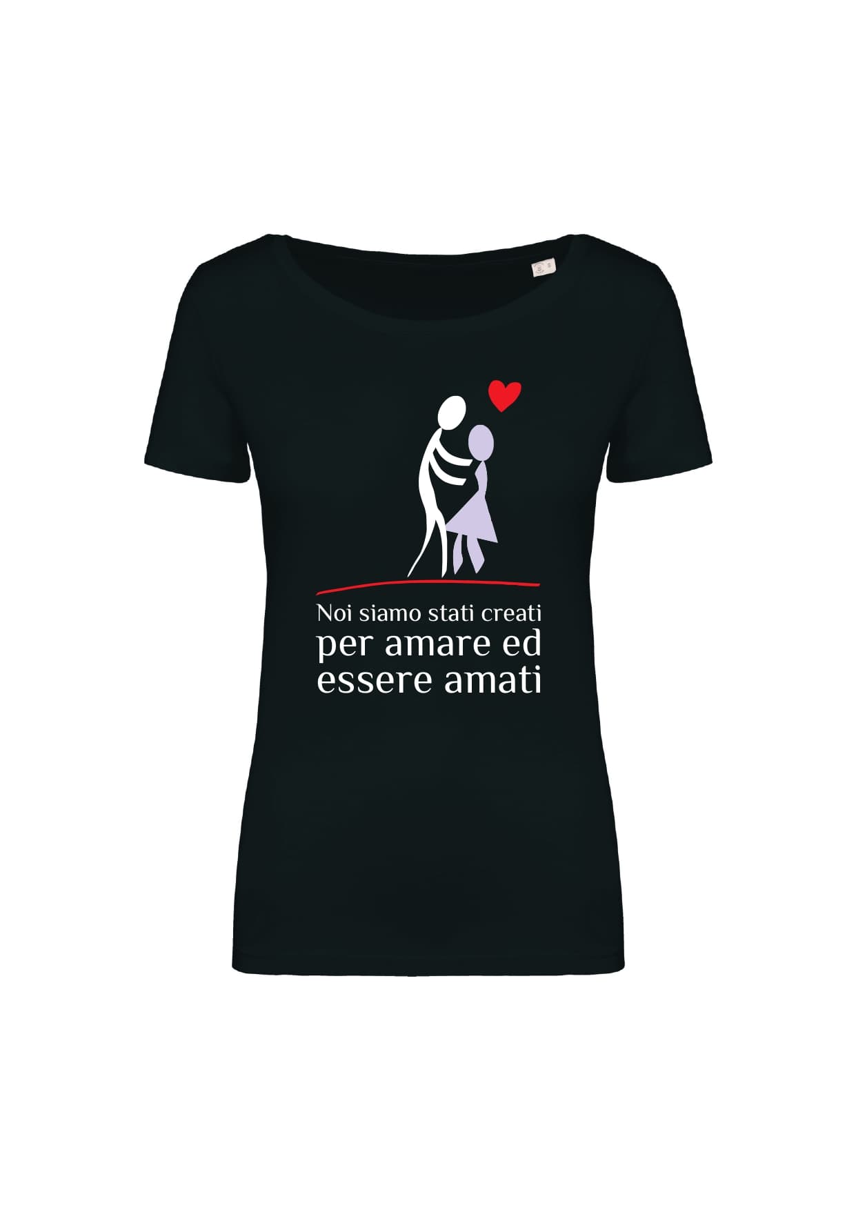 T-shirt_donna_manica_corta_nero__Noi_siamo_stati_creati_per_amare_ed_essere_amati
