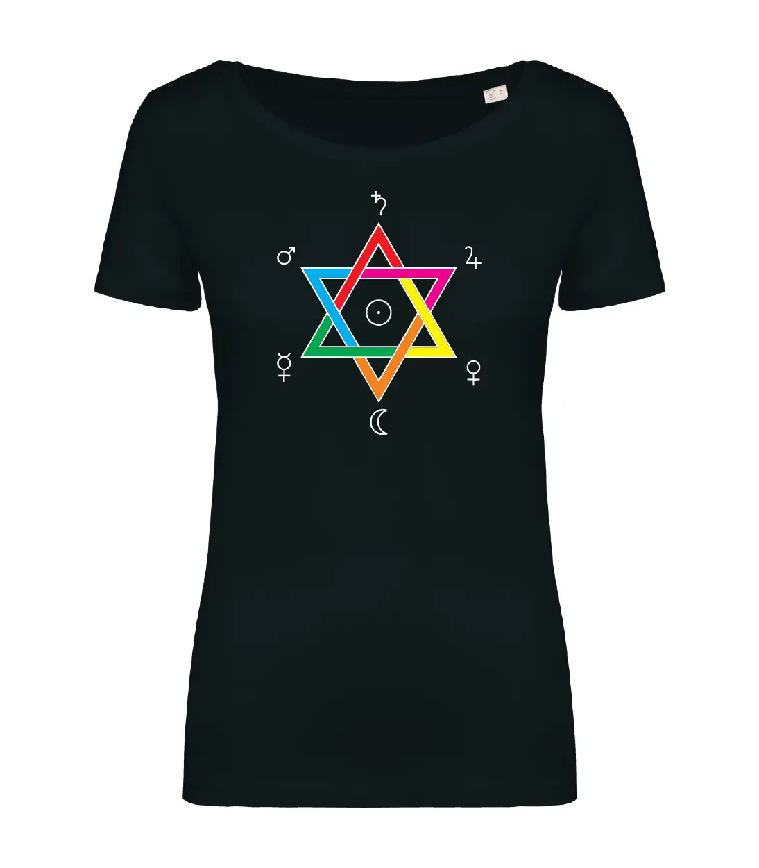 T-shirt_donna_manica_corta_nero_pentacolo_con_i_5_elementi