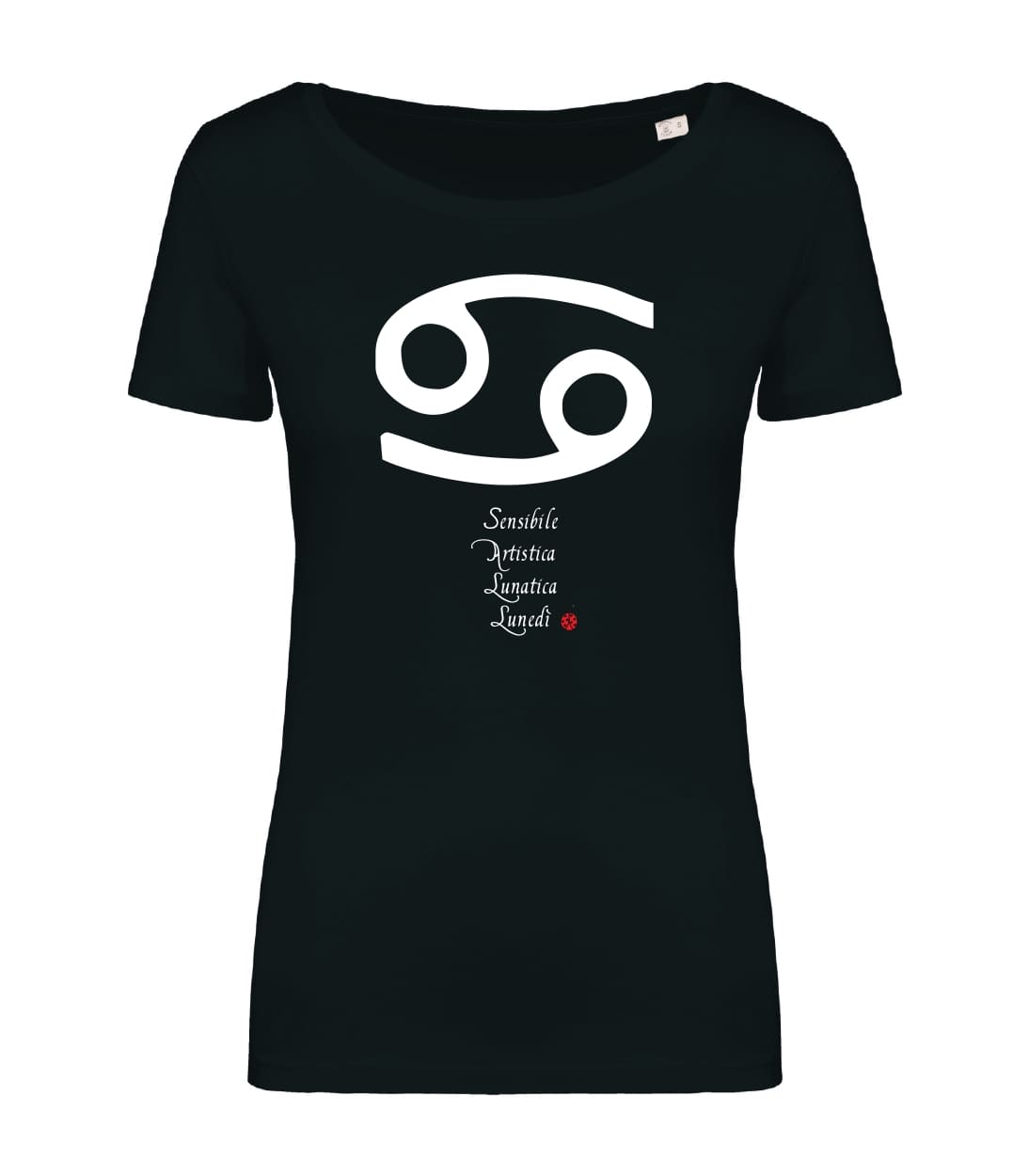 T-shirt_donna_manica_corta_nero_segno_zodiacale_cancro_caratteristiche