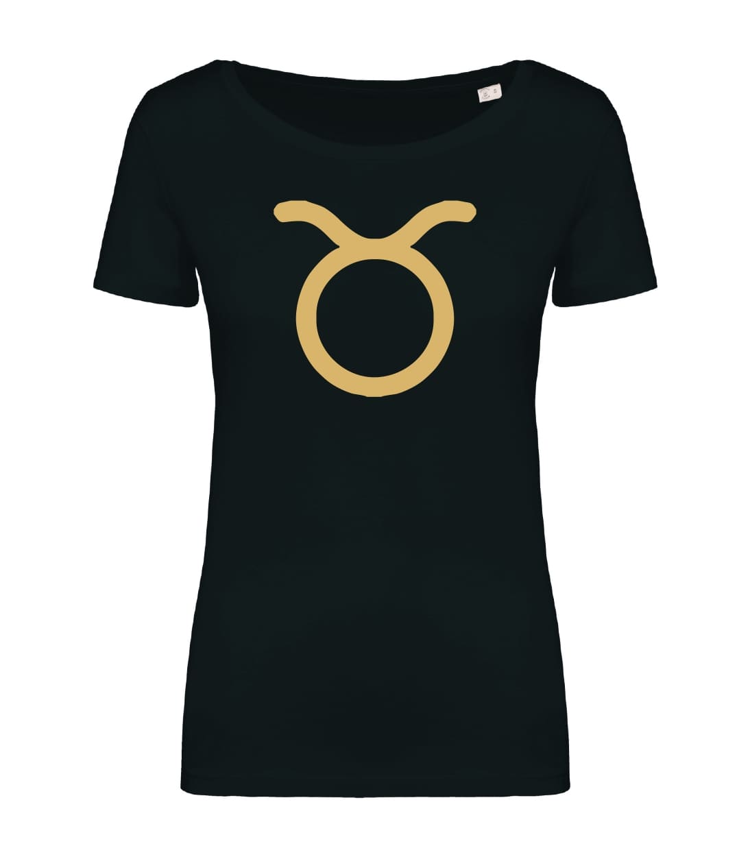 T-shirt_donna_manica_corta_nero_segno_zodiacale_toro