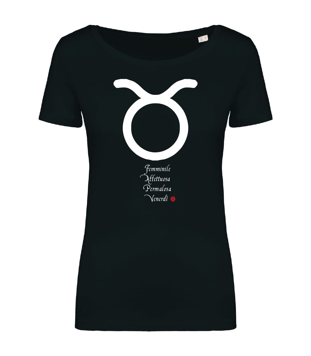 T-shirt_donna_manica_corta_nero_segno_zodiacale_toro_caratteristiche