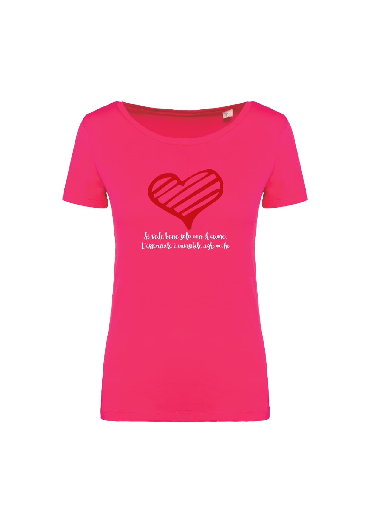 T-shirt_donna_manica_corta_rosso_ sorbetto_Si_vede_bene_solo_ con_il_cuore