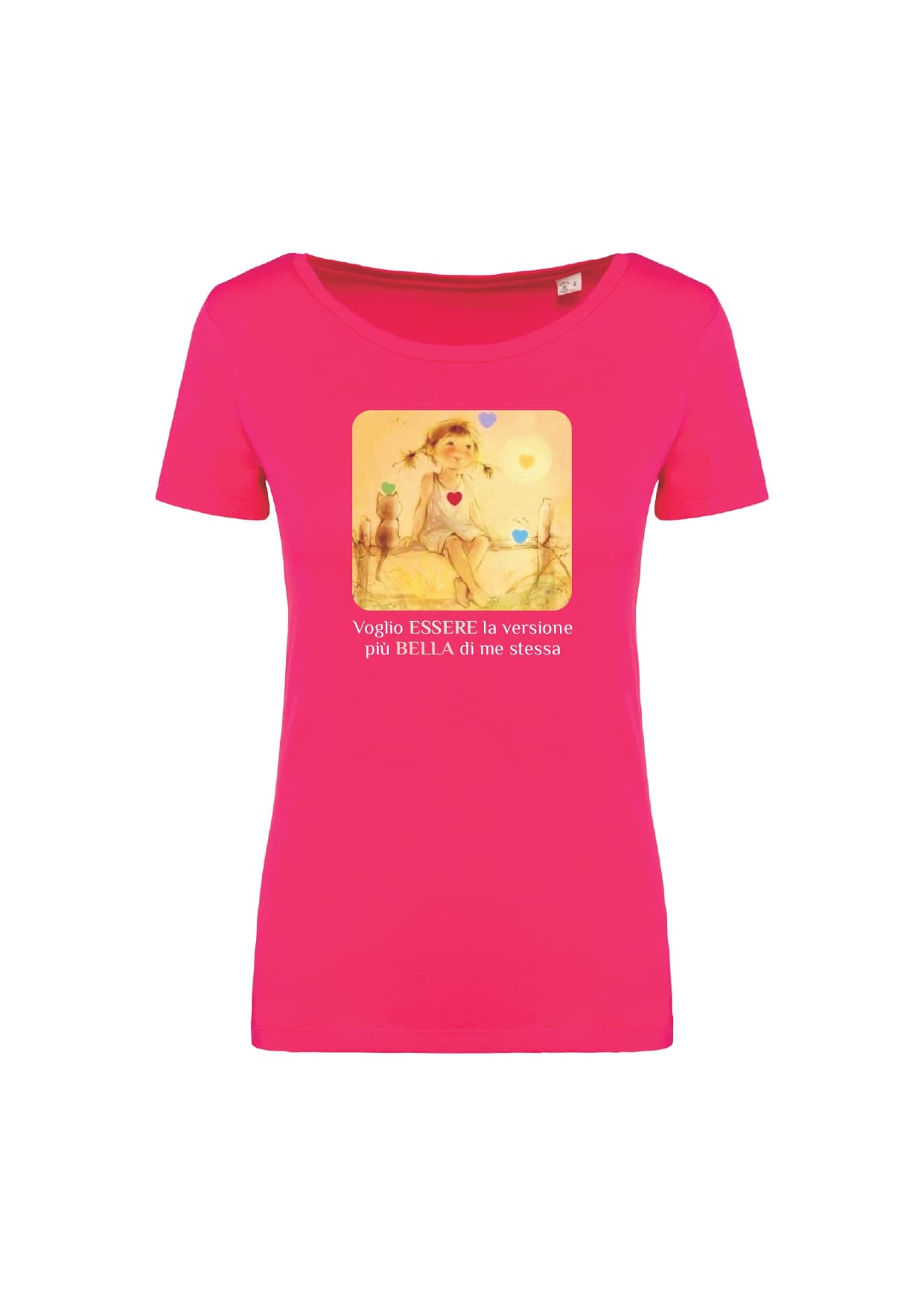 T-shirt_donna_manica_corta_rosso_ sorbetto_Voglio_essere_la_versione_migliore_di_ me_stessa