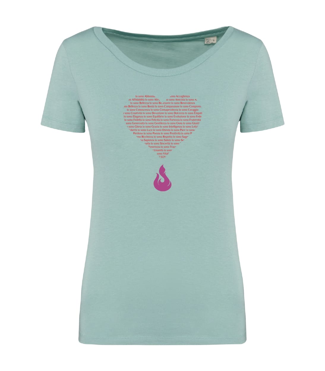 T-shirt_donna_manica_corta_verde_menta_io_sono_cuore