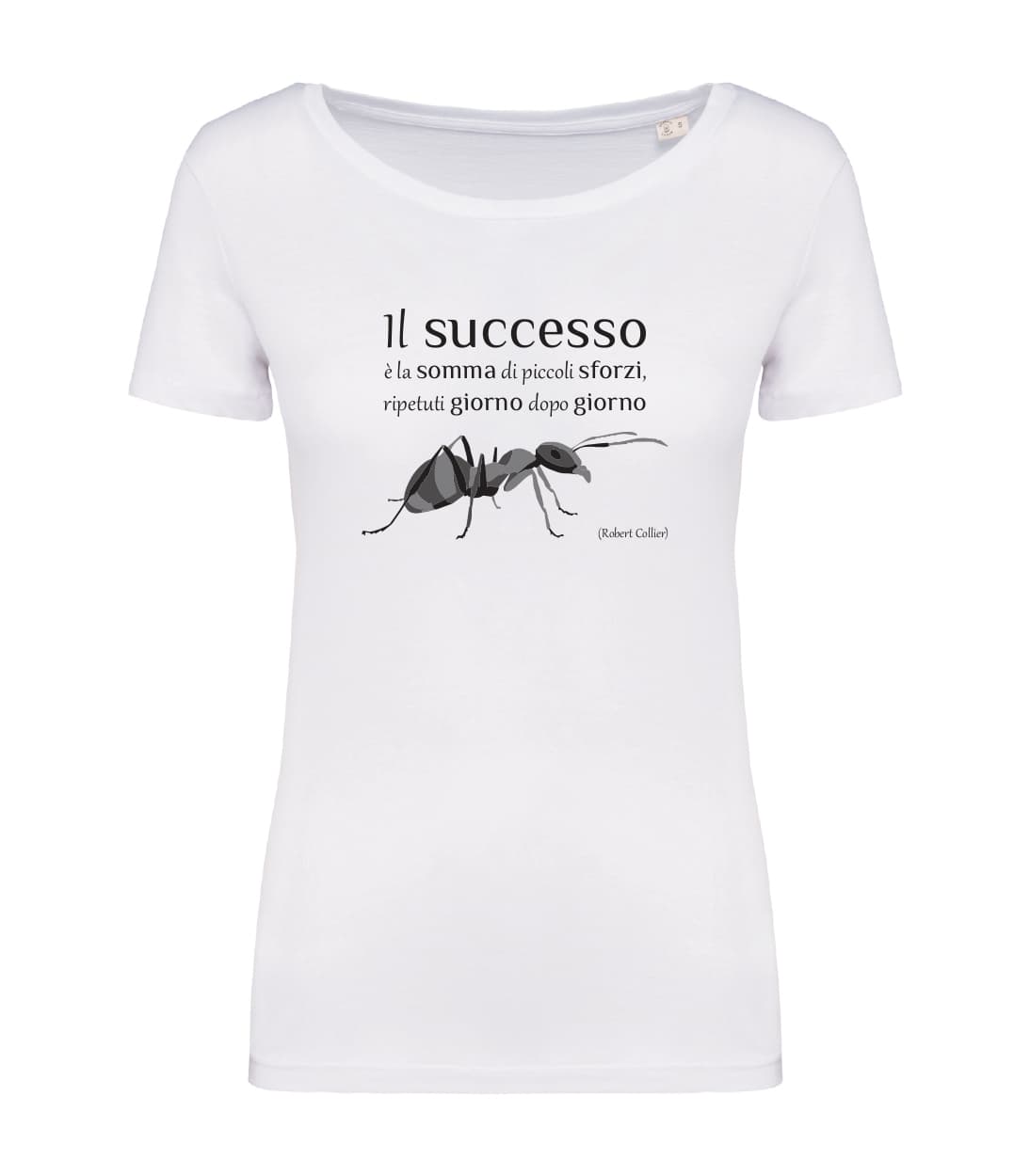T-shirt_manica_corta_donna_bianco_Il successo_e_la_somma_di_piccoli_sforzi