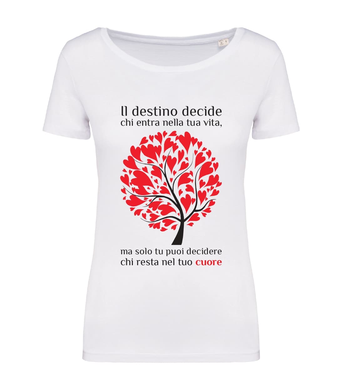T-shirt_manica_corta_donna_bianco_Il_destino_decide_chi_entra_nella_tua_ vita.