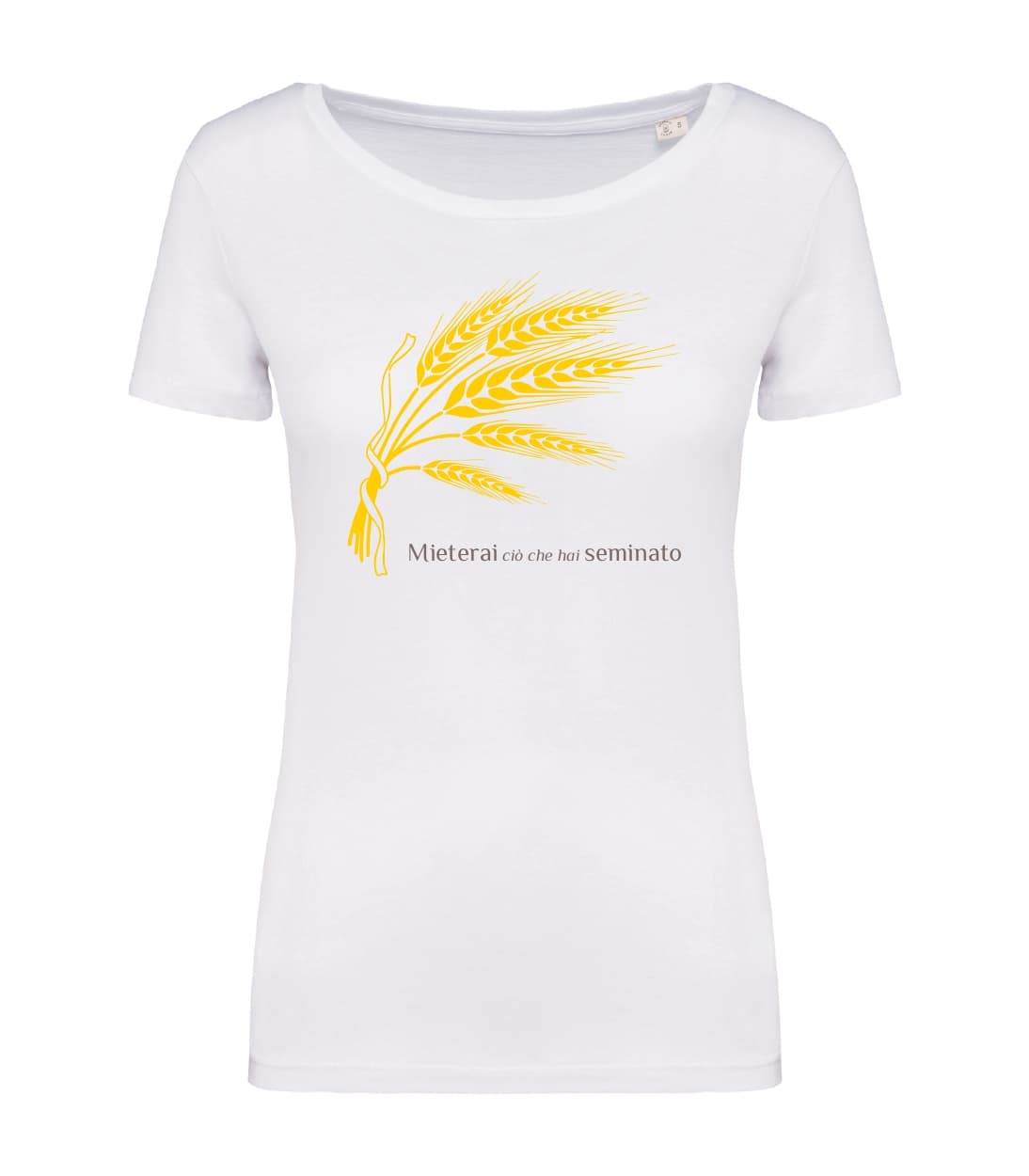T-shirt_manica_corta_donna_bianco_Mieterai_cio_che_hai_ seminato