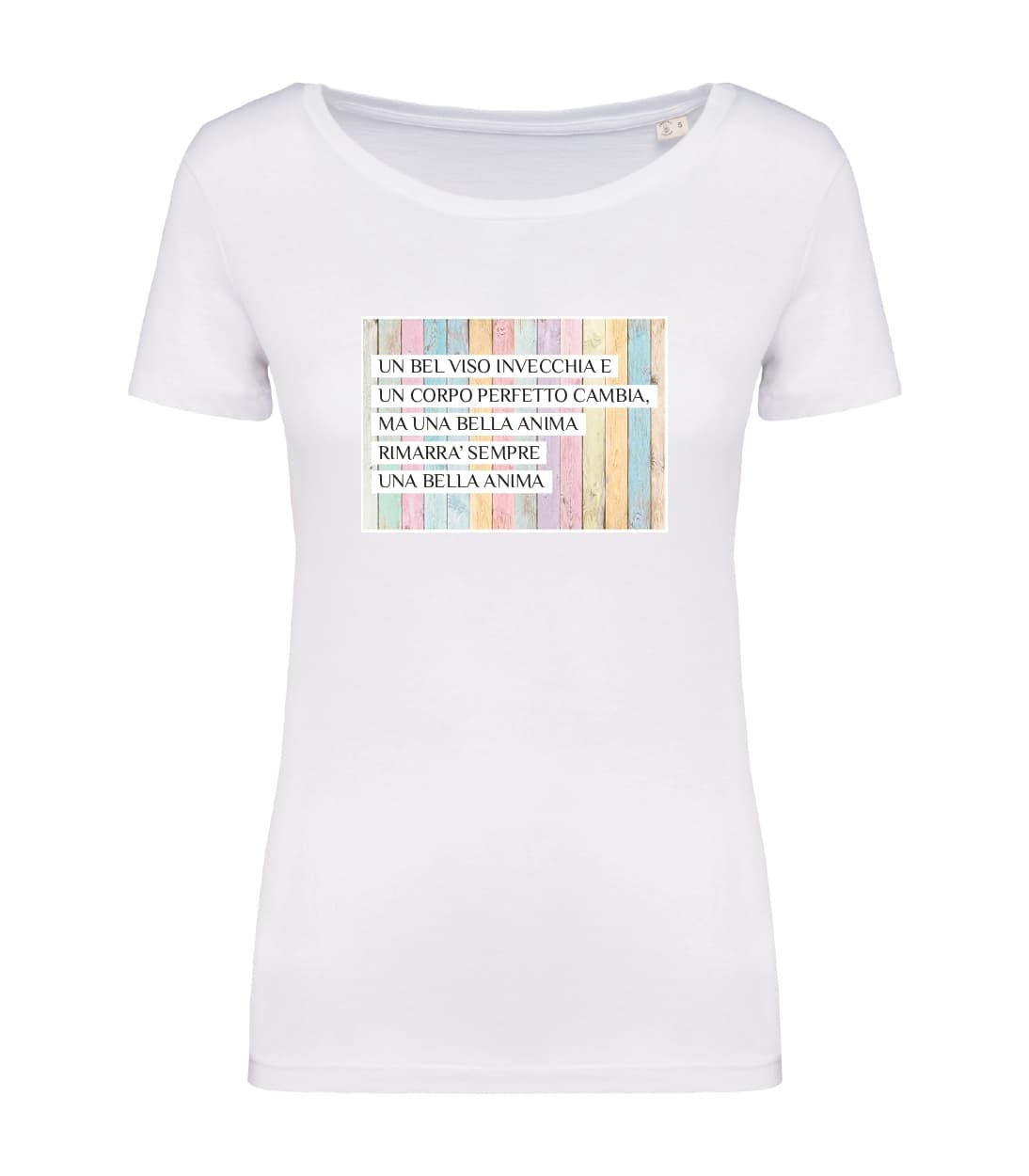 T-shirt_manica_corta_donna_bianco_Un_bel_viso_ invecchia