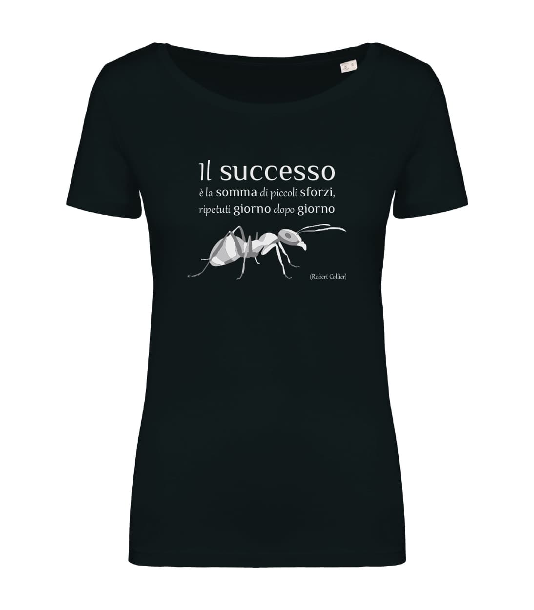 T-shirt_manica_corta_donna_nero_Il successo_e_la_somma_di_piccoli_sforzi