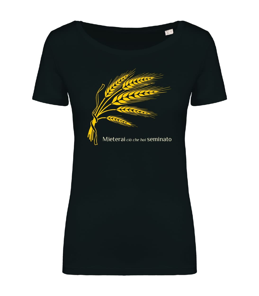 T-shirt_manica_corta_donna_nero_Mieterai_cio_che_hai_ seminato