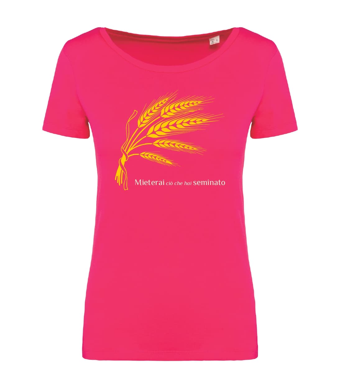 T-shirt_manica_corta_donna_rosso_ sorbetto_Mieterai_cio_che_hai_ seminato