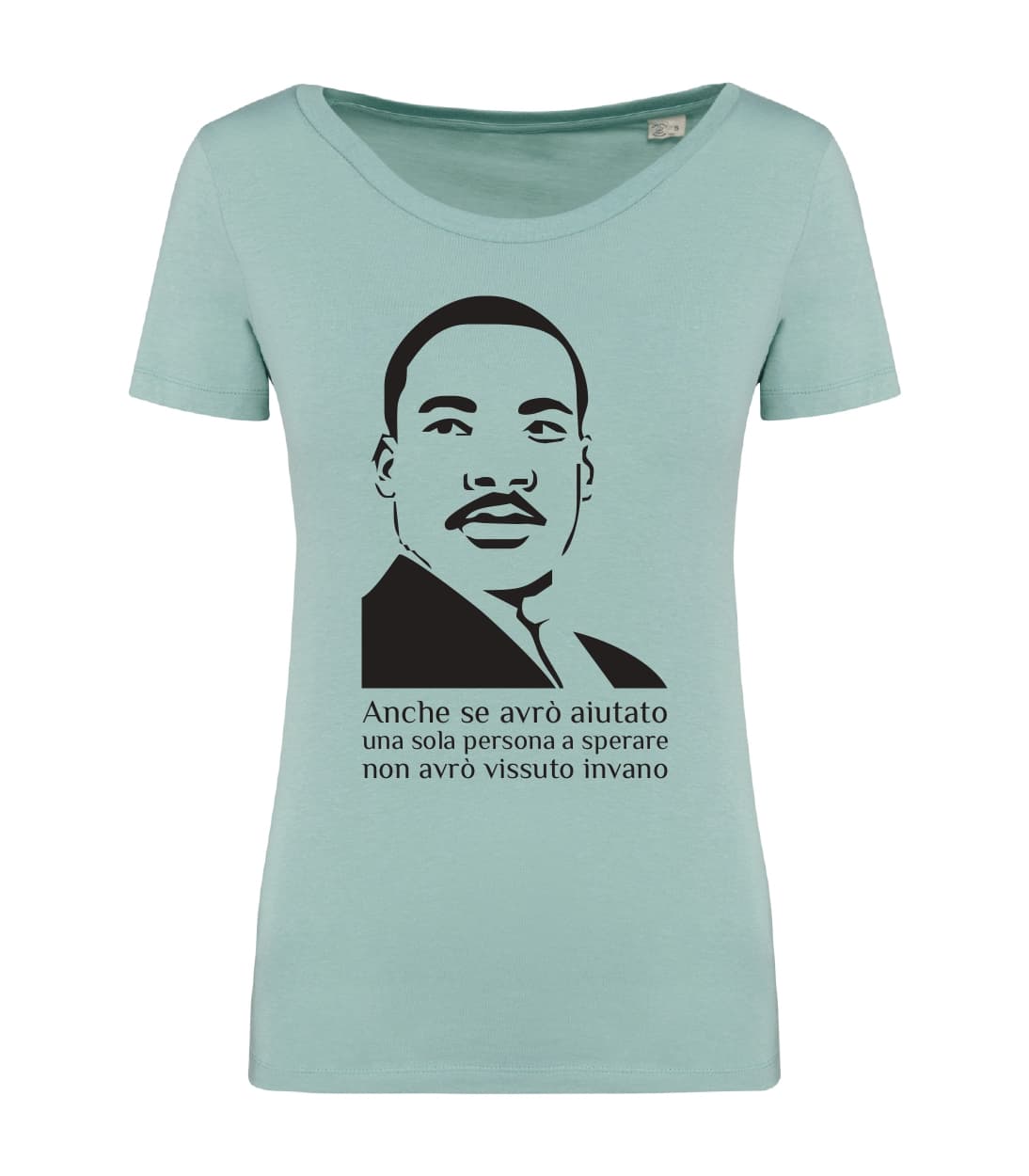 T-shirt_manica_corta_donna_verde_menta_M.L.King_Anche_se_avro_aiutato...