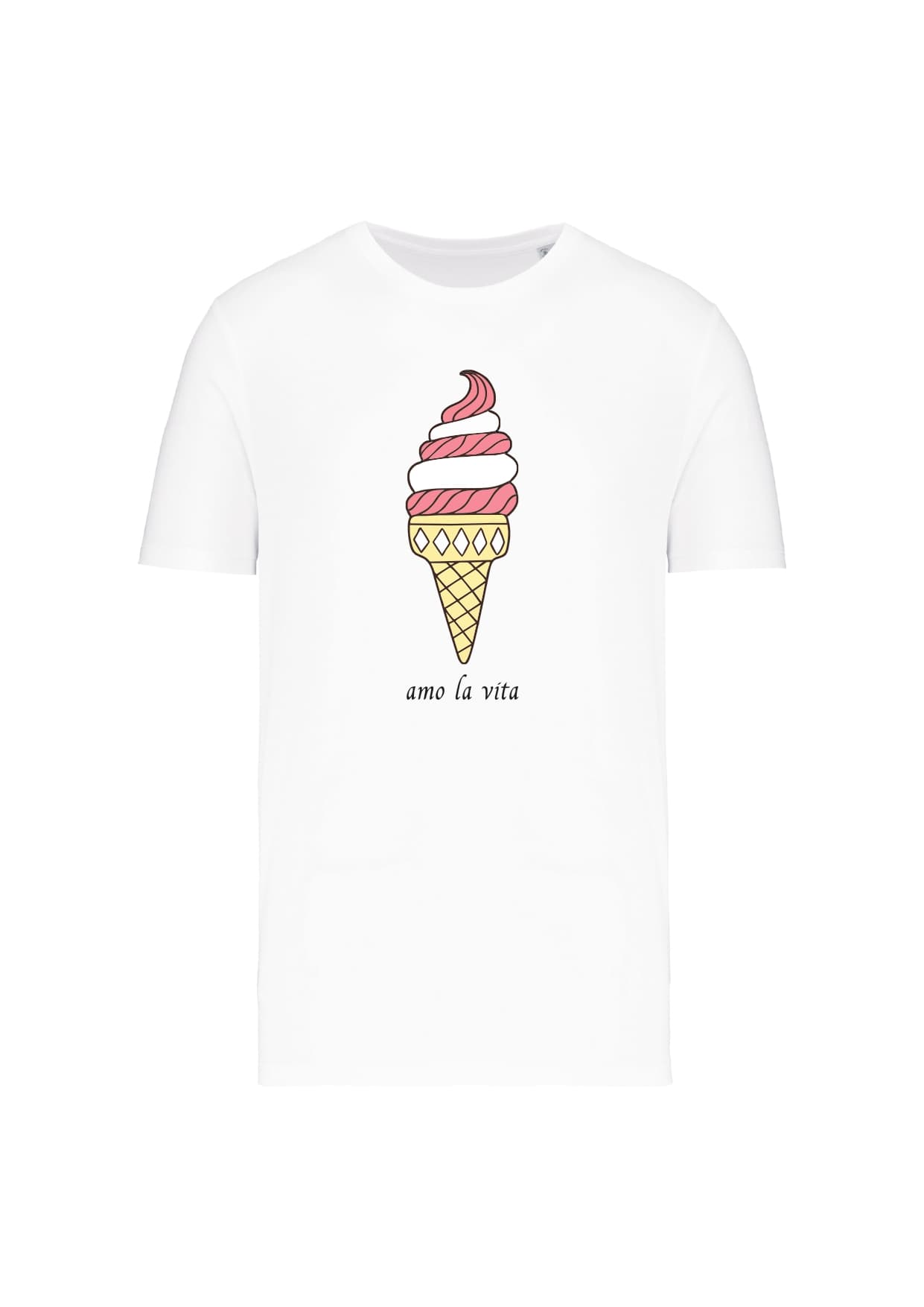 T-shirt_uomo_manica_corta_bianco_Cono_gelato_Amo la_vita
