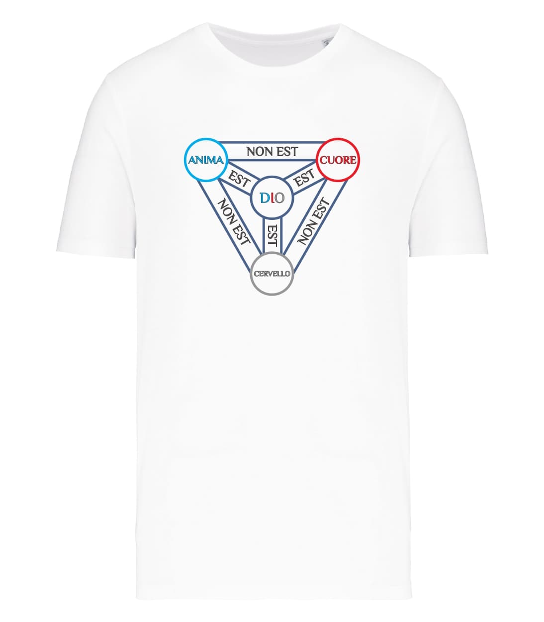 T-shirt_uomo_manica_corta_bianco_Trinitrà_Anima_Cuore_Cervello