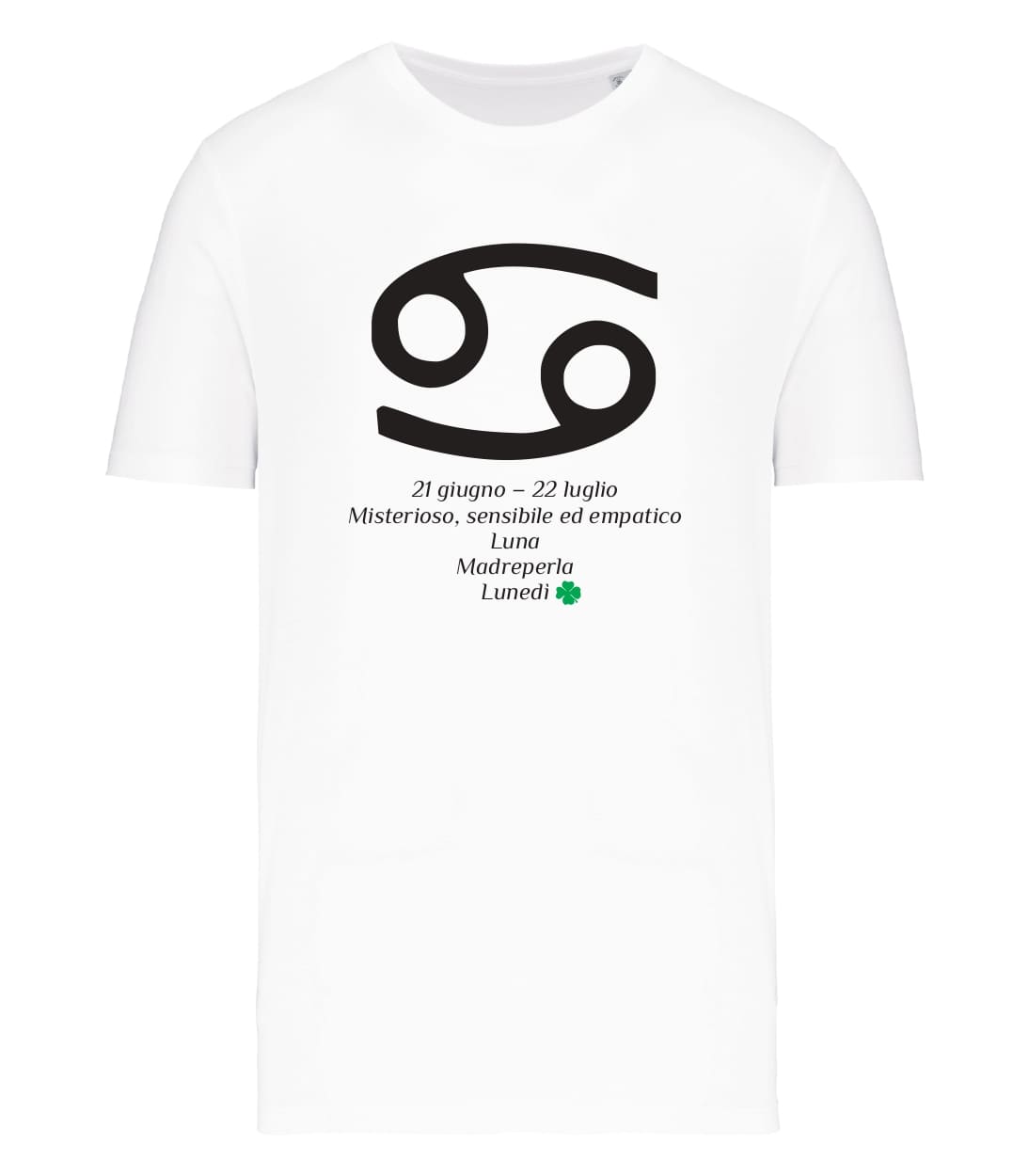 T-shirt_uomo_manica_corta_bianco_segno_zodiacale_cancro_caratteristiche