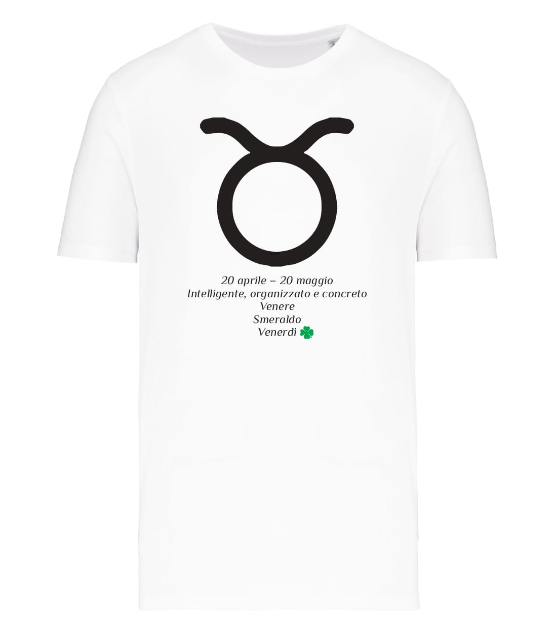 T-shirt_uomo_manica_corta_bianco_segno_zodiacale_toro_caratteristiche