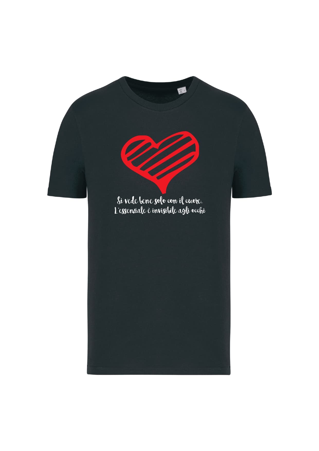 T-shirt_uomo_manica_corta_nero_Si_vede_bene_solo_ con_il_cuore
