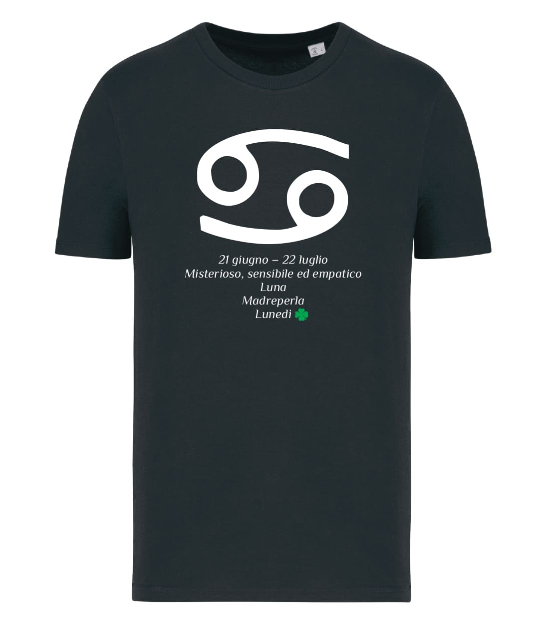T-shirt_uomo_manica_corta_nero_segno_zodiacale_cancro_caratteristiche