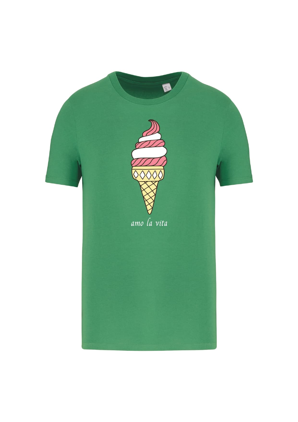 T-shirt_uomo_manica_corta_verde_Cono_gelato_Amo la_vita