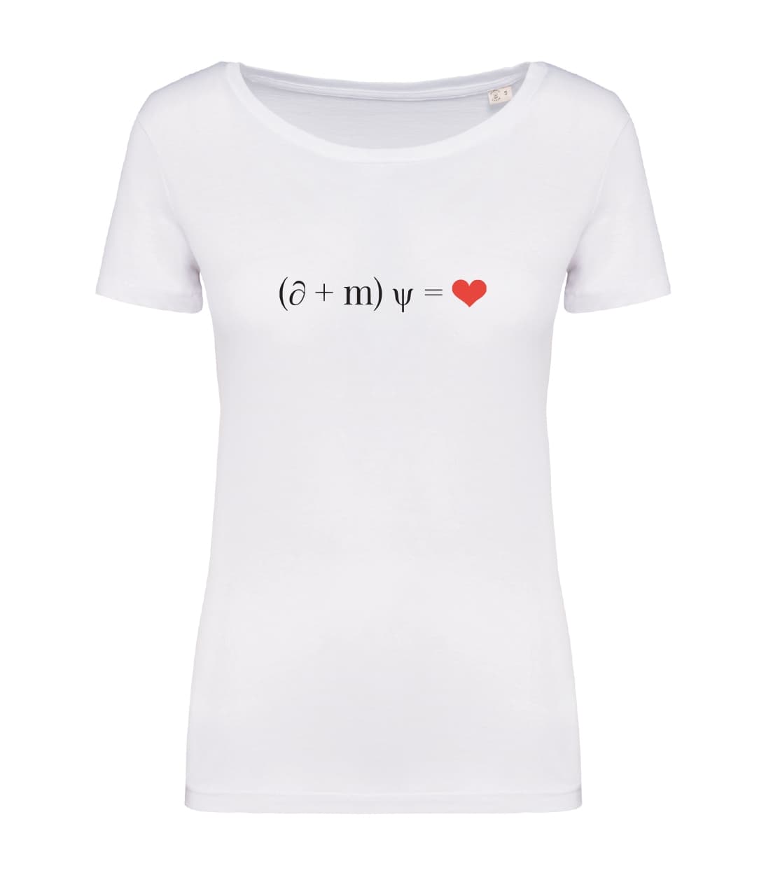 T-shirt_donna_manica_corta_bianco_formula_di_Dirac