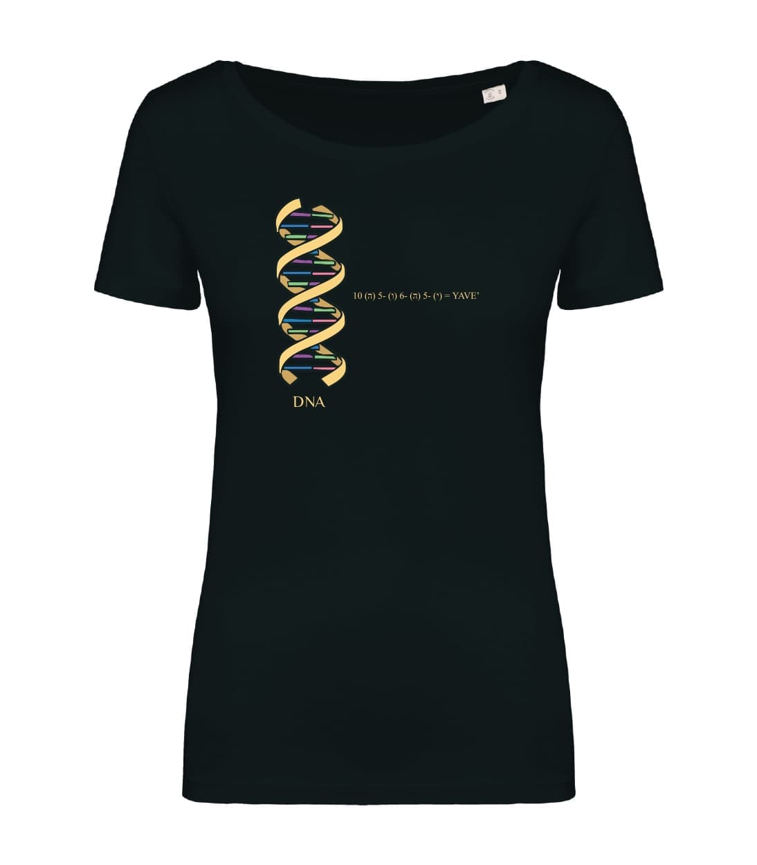 T-shirt_donna_manica_corta_nero_la_firma_del_ Padre_Creatore_DNA