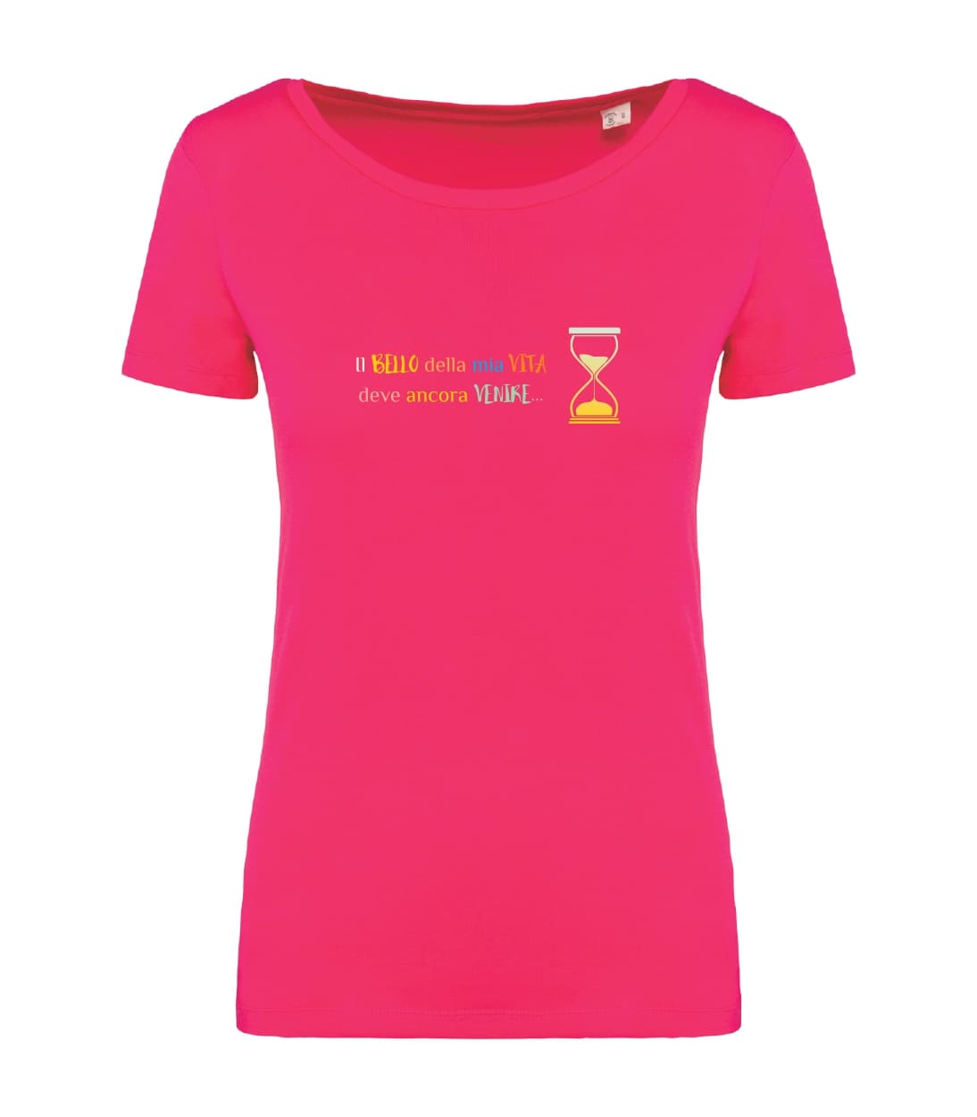 T-shirt_donna_manica_corta_rosso_sorbetil_bello_della_mia_vita_deve_ancora_venire