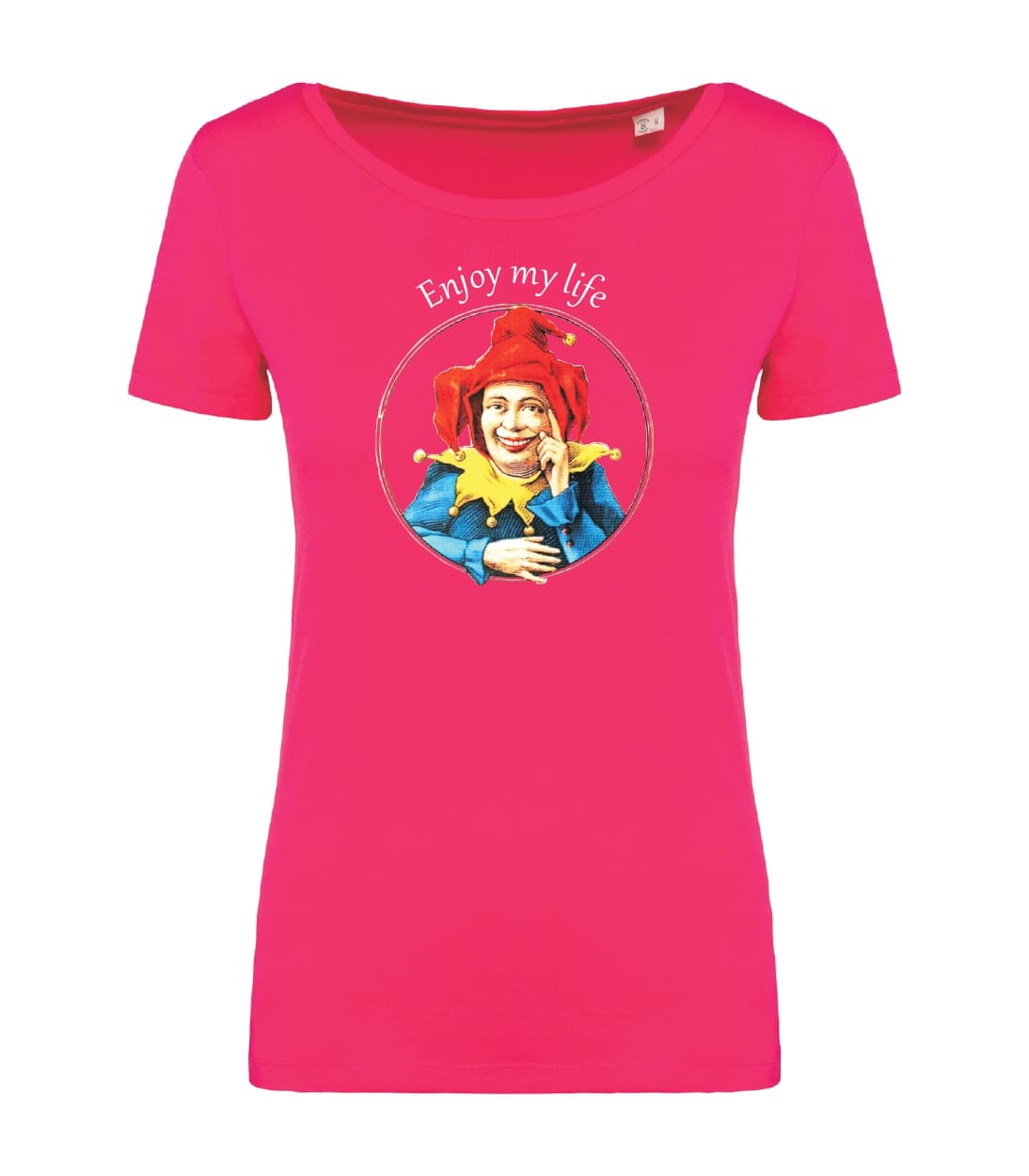 T-shirt_donna_manica_corta_rosso_sorbetto_Enjoy_my_life