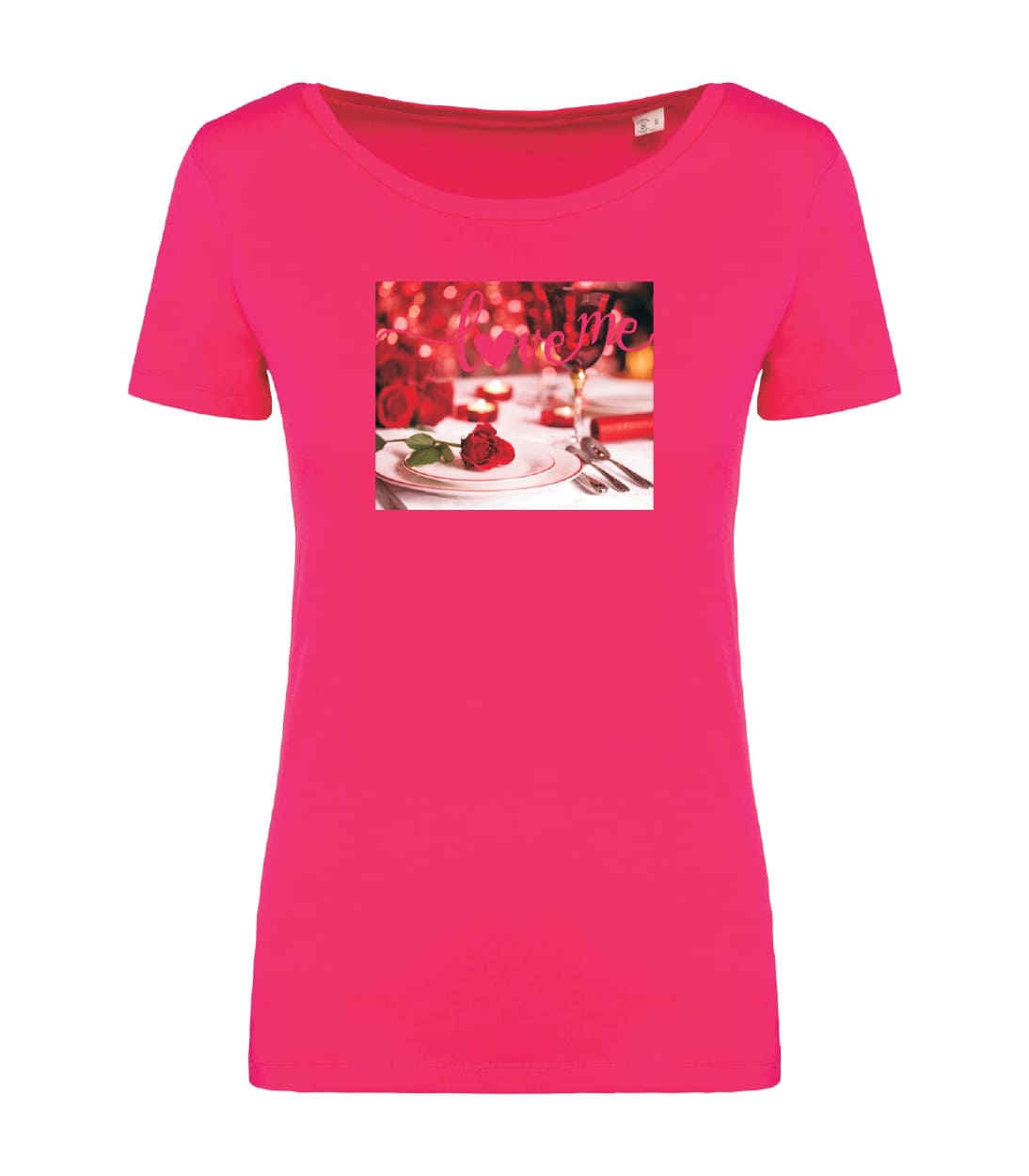 T-shirt_donna_manica_corta_rosso_sorbetto_love_me