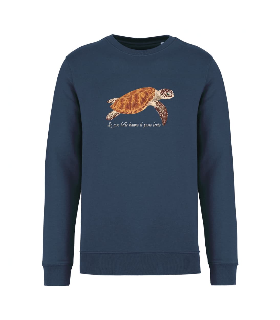 Felpa_unisex_blu_navy_Le_cose_belle_hanno_il_passo_lento