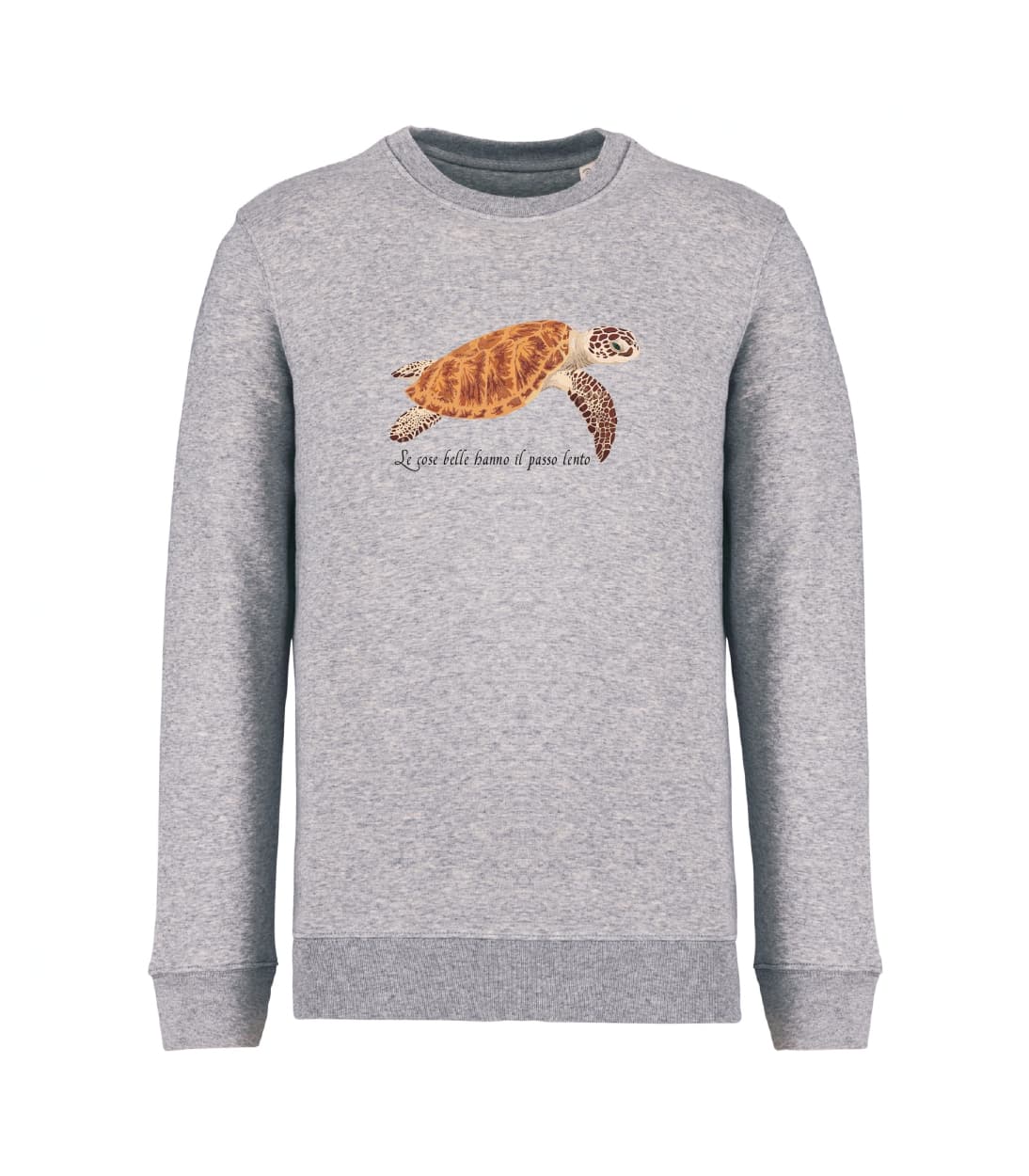 Felpa_unisex_grigio_melange_Le_cose_belle_hanno_il_passo_lento
