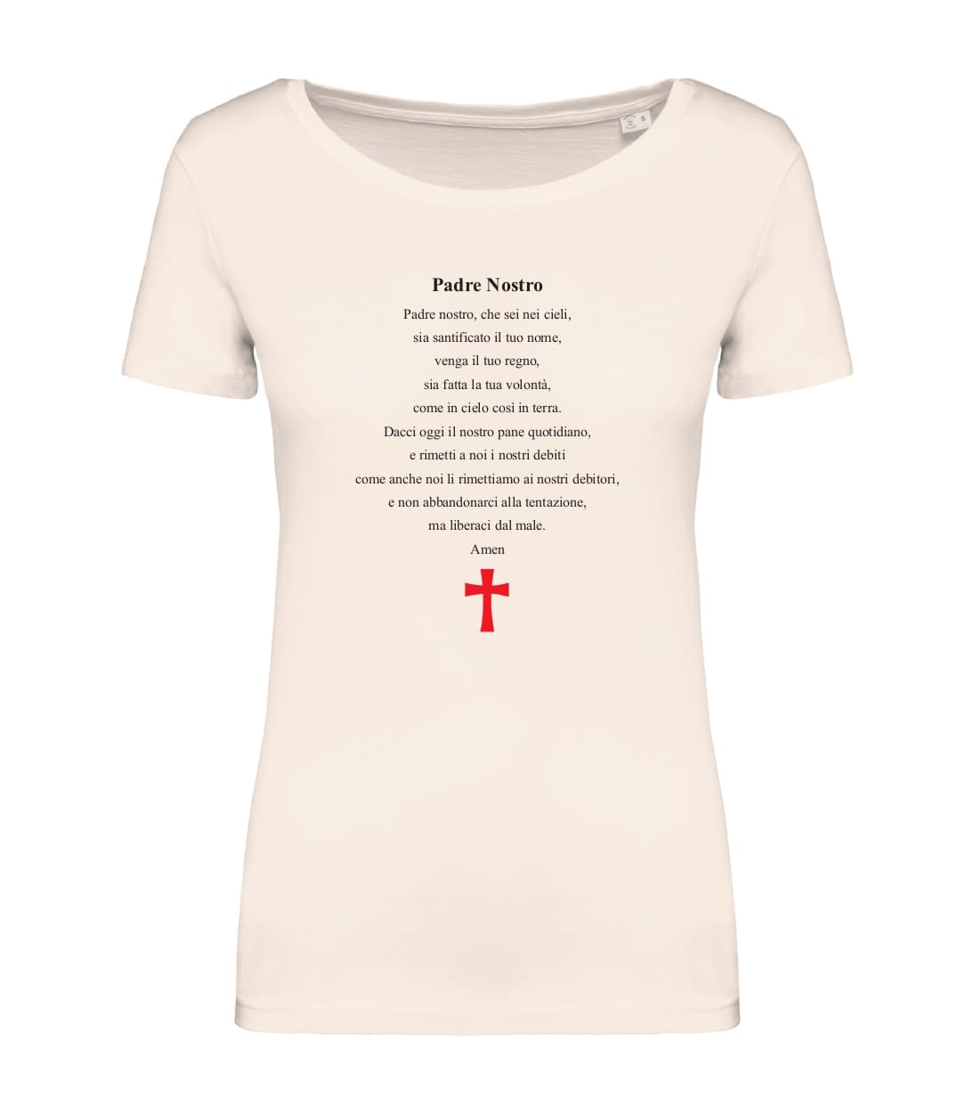 T-shirt_donna_manica_corta_avorio_ Padre_nostro_versione_italiano