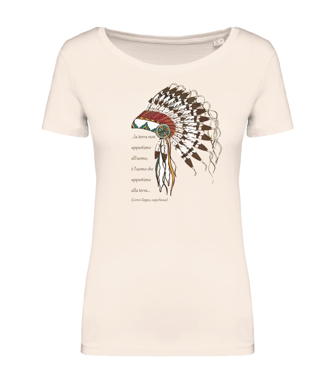 T-shirt_donna_manica_corta_avorio_La_terra_non_appartine_alluomo_ma