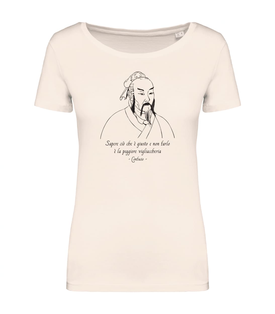 T-shirt_donna_manica_corta_avorio_Sapere_cio_che_e_giusto_e_non_farlo_e_la_peggiore_vigliaccheria