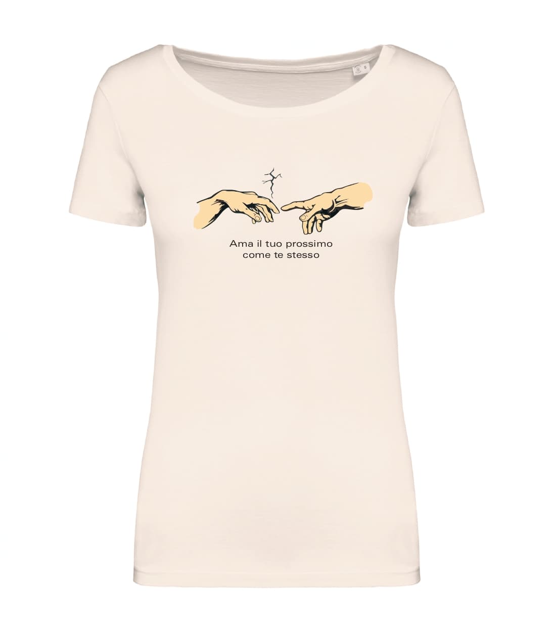 T-shirt_donna_manica_corta_avorio_ama_il_tuo_prossimo_come_te_stesso