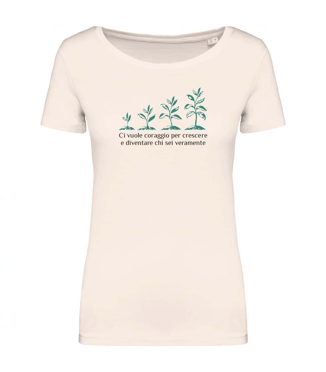 T-shirt_donna_manica_corta_avorio_ci_vuole_coraggio_per_crescere_e_diventare