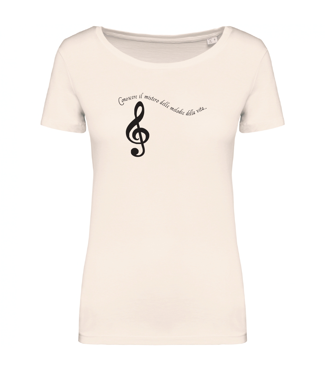 T-shirt_donna_manica_corta_avorio_conoscere_le_melodie_della_vita