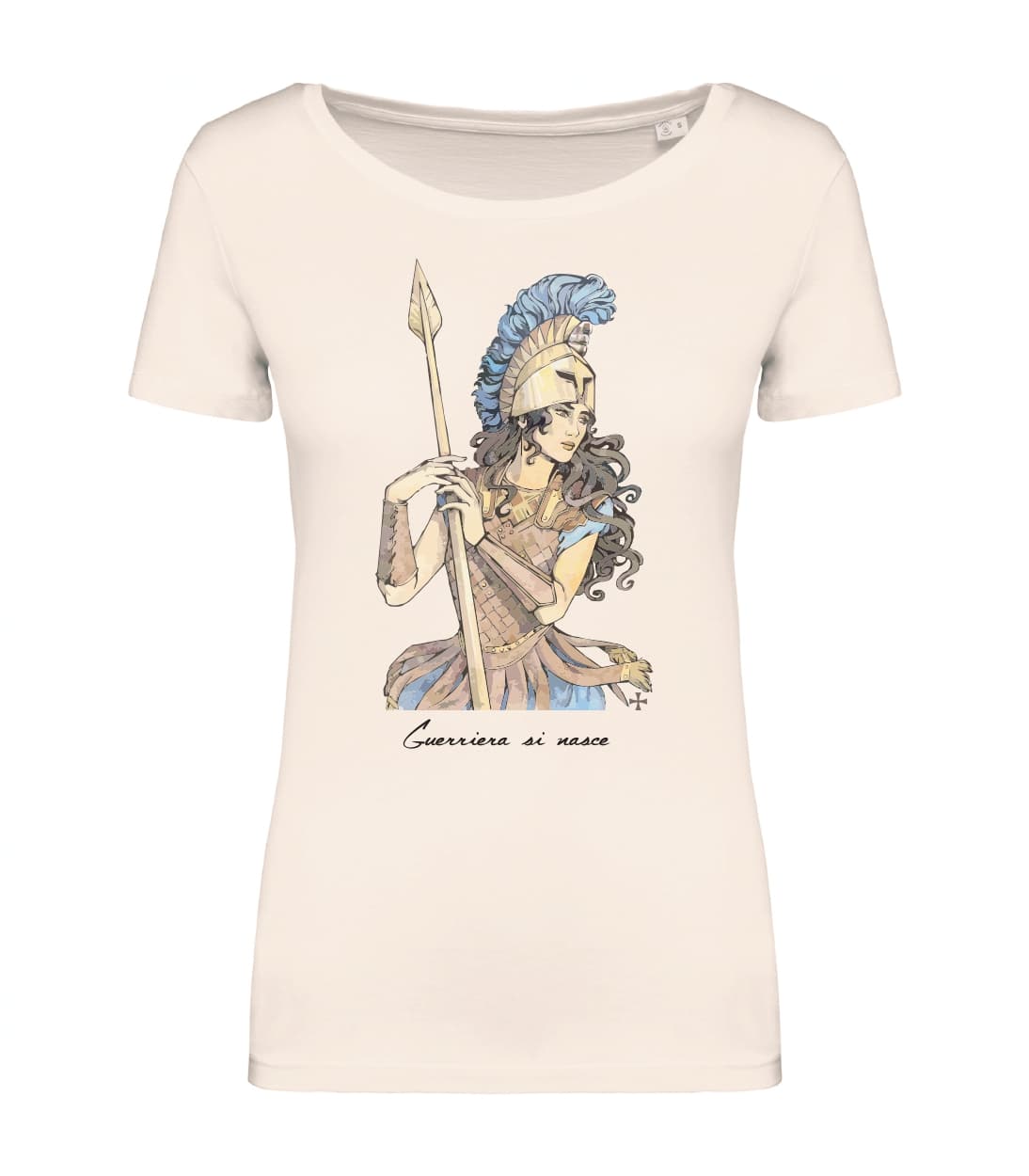 T-shirt_donna_manica_corta_avorioo_Guerriera_si_nasce