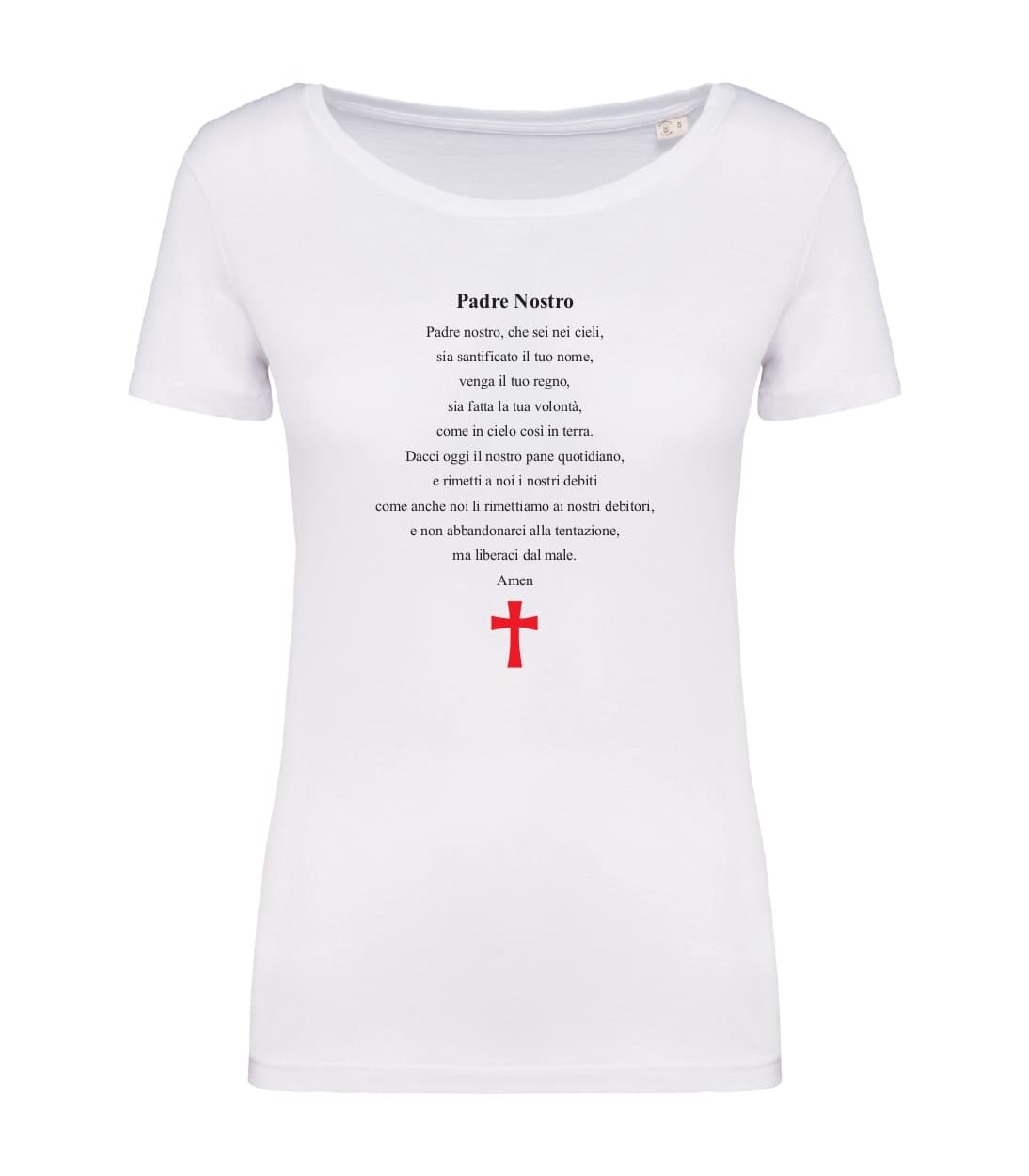 T-shirt_donna_manica_corta_bianco_ Padre_nostro_versione_italiano