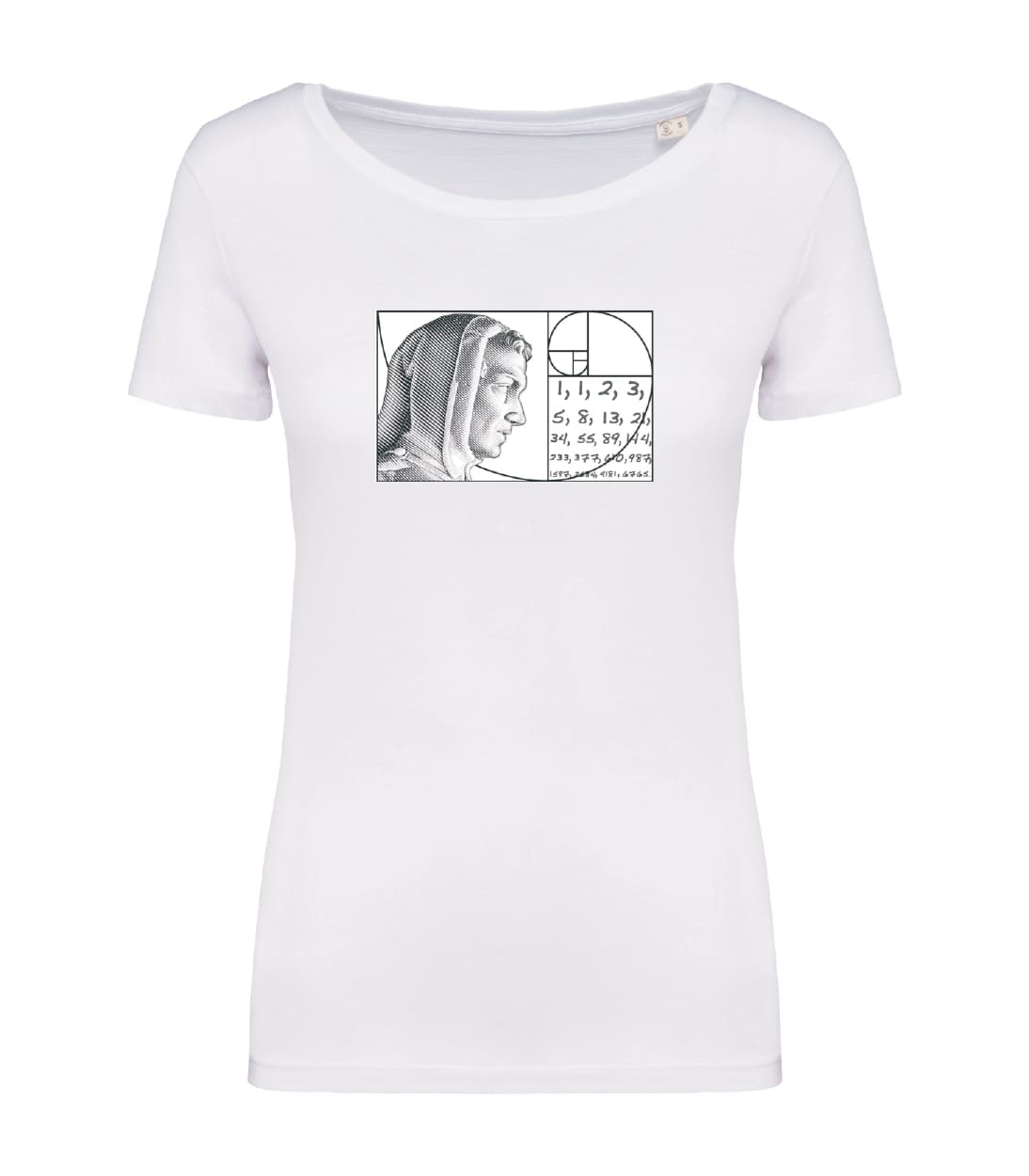 T-shirt_donna_manica_corta_bianco_Fibonacci_e_numeri